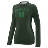 Custom Dark Green Emerald Green Women's Long-Sleeve Shirt