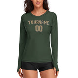 Custom Dark Green Light Khaki Women's Long-Sleeve Shirt