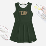 Custom Dark Green Light Khaki Cheerleader Dress