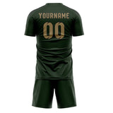 Custom Dark Green Light Khaki Soccer Jersey