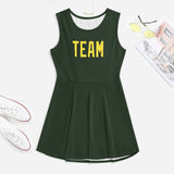 Custom Dark Green Light Yellow Cheerleader Dress