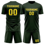 Custom Dark Green Light Yellow Soccer Jersey