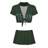 Custom Dark Green Blue Green Cheerleading Uniform Set