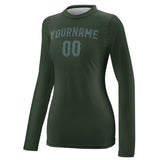Custom Dark Green Blue Green Women's Long-Sleeve Shirt