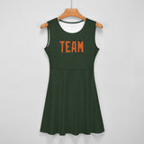Custom Dark Green Orange Cheerleader Dress