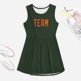 Custom Dark Green Orange Cheerleader Dress