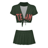Custom Dark Green Copper Rose Cheerleading Uniform Set