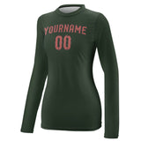 Custom Dark Green Copper Rose Women's Long-Sleeve Shirt