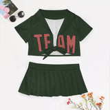 Custom Dark Green Copper Rose Cheerleading Uniform Set