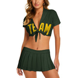 Custom Dark Green Gold Cheerleading Uniform Set