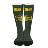 Custom Dark Green Gold Knee-High Sock
