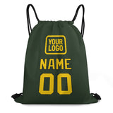 Custom Dark Green Gold Drawstring Bag