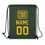 Custom Dark Green Gold Drawstring Bag