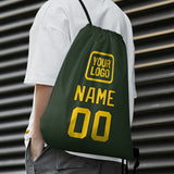 Custom Dark Green Gold Drawstring Bag