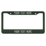 Custom Dark Green White License Plate Frame