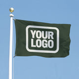 Custom Dark Green White Flag