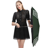 Custom Dark Green White Automatic Umbrella