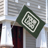 Custom Dark Green White Flag