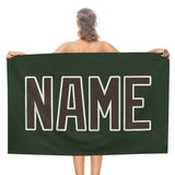 Custom Dark Green Brown Beach Towel