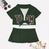 Custom Dark Green Brown Cheerleading Uniform Set