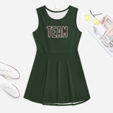 Custom Dark Green Brown Cheerleader Dress