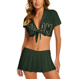 Custom Dark Green Olive Cheerleading Uniform Set