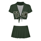 Custom Dark Green Olive Cheerleading Uniform Set
