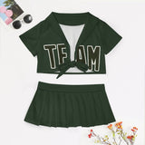Custom Dark Green Olive Cheerleading Uniform Set