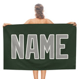 Custom Dark Green Gray Beach Towel