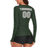 Custom Dark Green Gray Women's Long-Sleeve Shirt