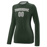 Custom Dark Green Gray Women's Long-Sleeve Shirt