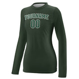 Custom Dark Green Green Women's Long-Sleeve Shirt