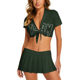 Custom Dark Green Dark Green Cheerleading Uniform Set