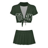 Custom Dark Green Dark Green Cheerleading Uniform Set