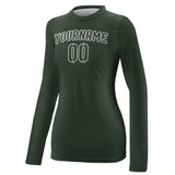 Custom Dark Green Dark Green Women's Long-Sleeve Shirt