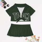 Custom Dark Green Dark Green Cheerleading Uniform Set