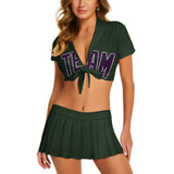 Custom Dark Green Purple Cheerleading Uniform Set