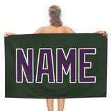 Custom Dark Green Purple Beach Towel