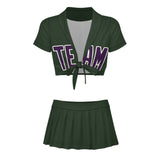 Custom Dark Green Purple Cheerleading Uniform Set