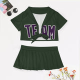 Custom Dark Green Purple Cheerleading Uniform Set