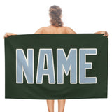 Custom Dark Green Light Blue Beach Towel