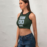 Custom Dark Green Light Blue Sleeveless Tank Top