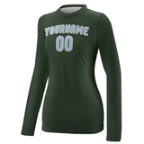 Custom Dark Green Light Blue Women's Long-Sleeve Shirt