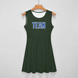 Custom Dark Green Sky Blue Cheerleader Dress