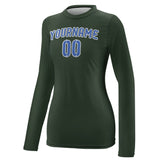 Custom Dark Green Sky Blue Women's Long-Sleeve Shirt