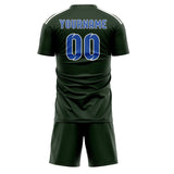Custom Dark Green Sky Blue Soccer Jersey