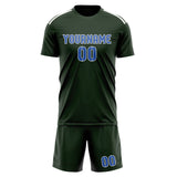 Custom Dark Green Sky Blue Soccer Jersey