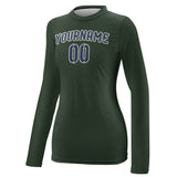 Custom Dark Green Blue Women's Long-Sleeve Shirt