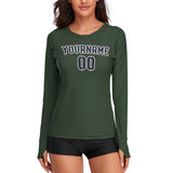 Custom Dark Green Navy Women's Long-Sleeve Shirt