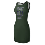 Custom Dark Green Navy Sleeveless Vest Dress